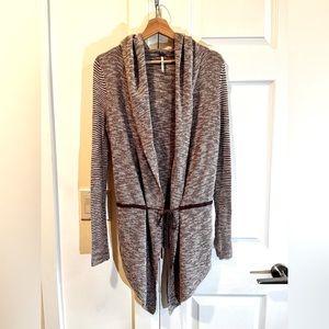 NWOT Free People Hooded
Draped Waist Tie Cardigan Striped Sleeves Size XS